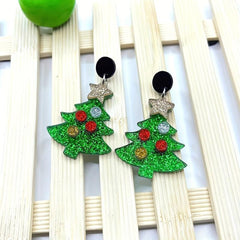 Christmas Tree Earrings Acrylic Ear Jewelry