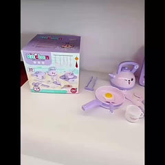 Purple Rabbit Play Kitchen Toy Set with Magnetic Furnace