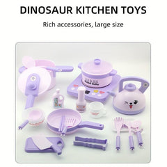 Purple Rabbit Play Kitchen Toy Set with Magnetic Furnace