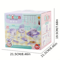 Purple Rabbit Play Kitchen Toy Set with Magnetic Furnace