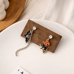 Funny Halloween Ghost Skull Bat Cat Earrings