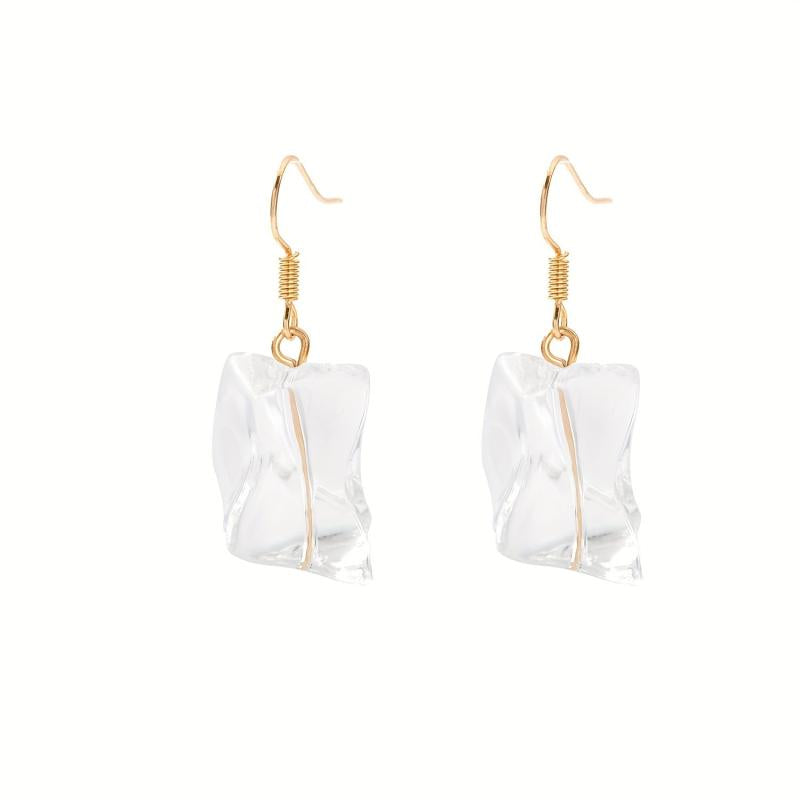 Irregular Transparent Acrylic Ice Dangle Earrings for Women Girls