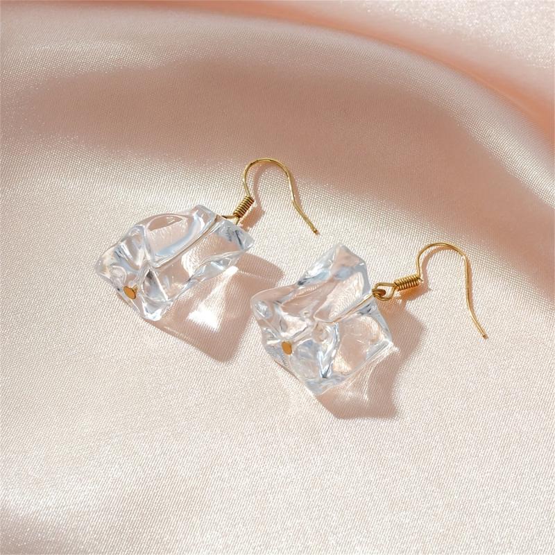 Irregular Transparent Acrylic Ice Dangle Earrings for Women Girls