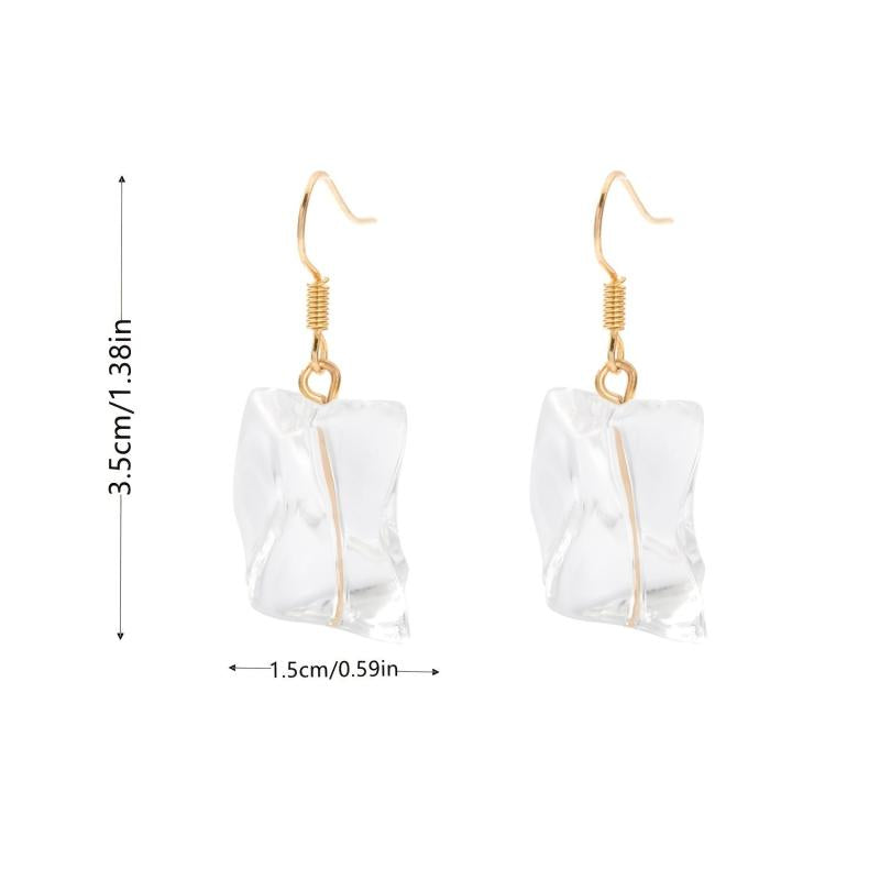 Irregular Transparent Acrylic Ice Dangle Earrings for Women Girls