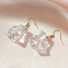 Irregular Transparent Acrylic Ice Dangle Earrings for Women Girls