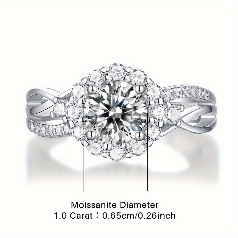 Moissanite Ring 925 Silver Band for Women Wedding Banquet Party