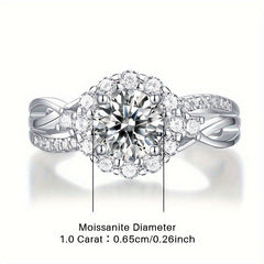 Moissanite Ring 925 Silver Band for Women Wedding Banquet Party