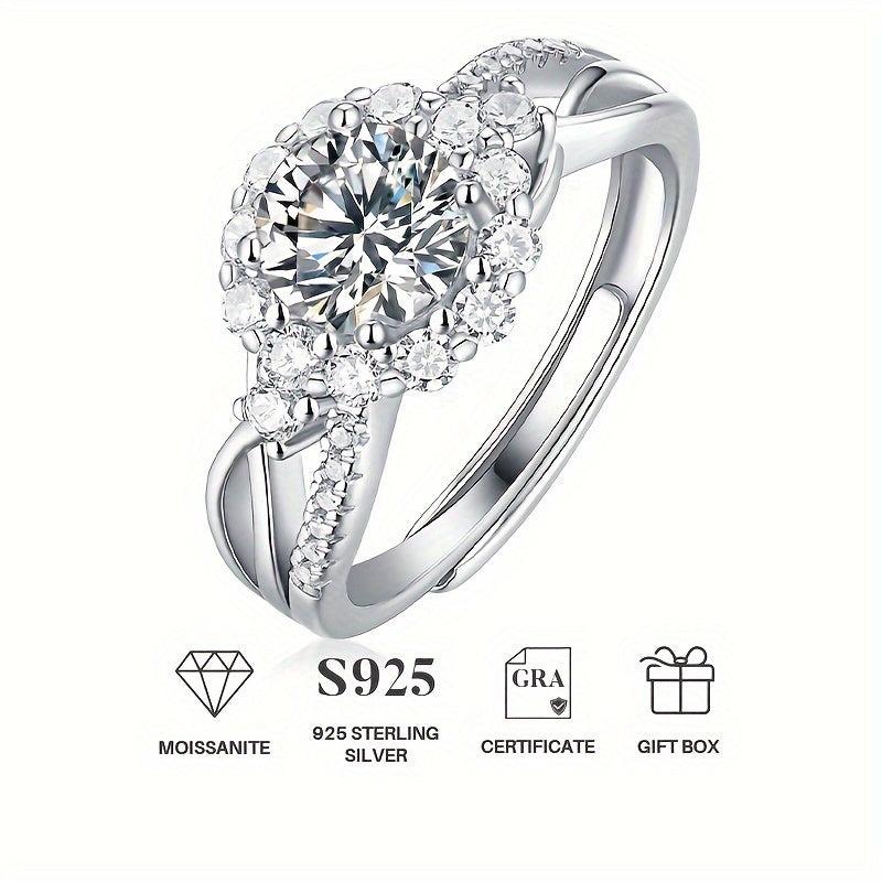 Moissanite Ring 925 Silver Band for Women Wedding Banquet Party