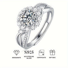 Moissanite Ring 925 Silver Band for Women Wedding Banquet Party