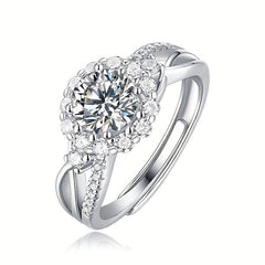 Moissanite Ring 925 Silver Band for Women Wedding Banquet Party