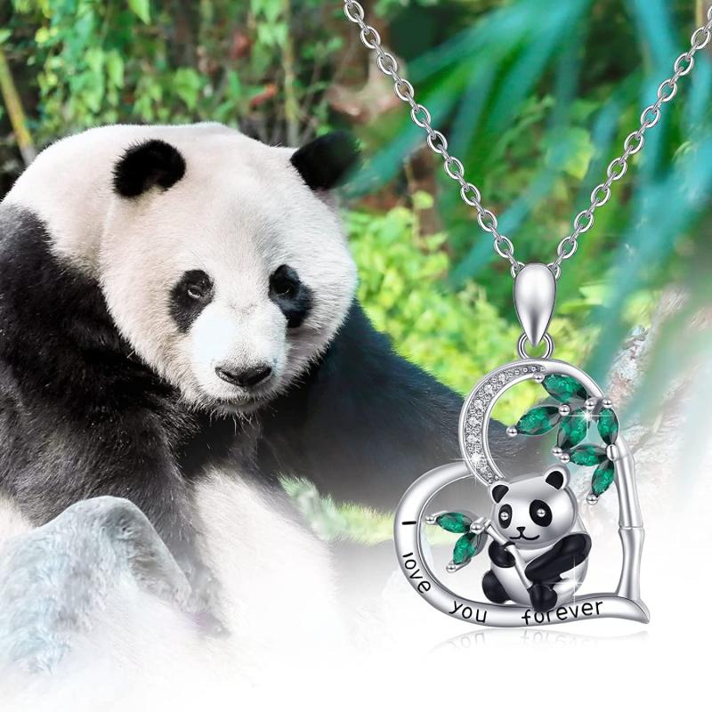 Cartoon Panda Heart Necklace for Girls - Birthday or Christmas Gift