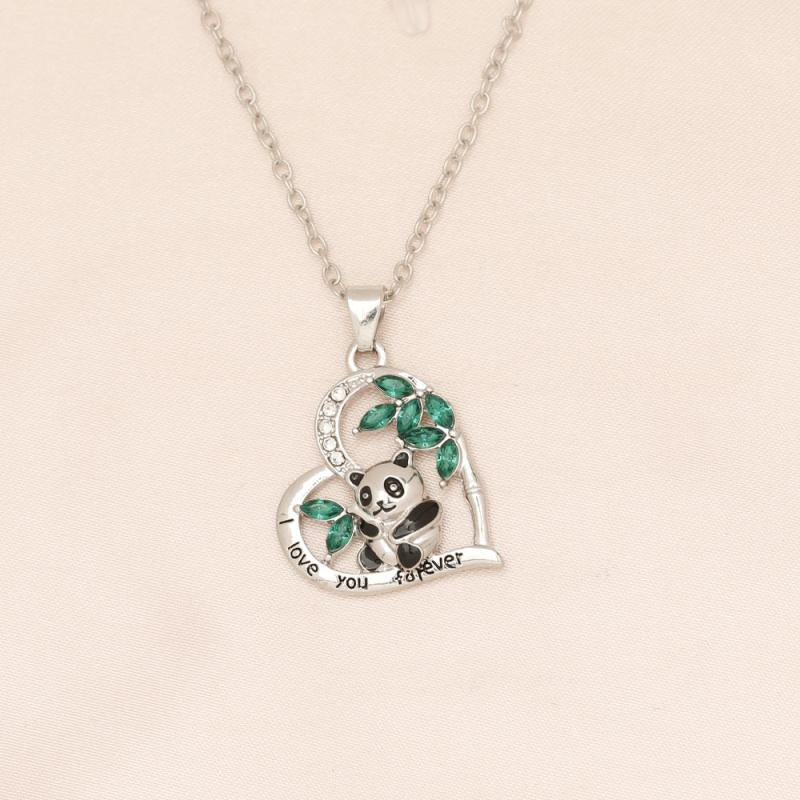 Cartoon Panda Heart Necklace for Girls - Birthday or Christmas Gift