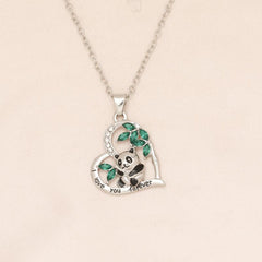Cartoon Panda Heart Necklace for Girls - Birthday or Christmas Gift
