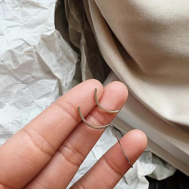Geometric Line Wind Earrings Female Tide French Asymmetrical Earrings