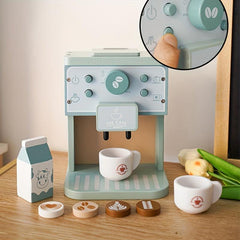 Wooden Coffee Machine Game for Kids, Kitchen Toy Set