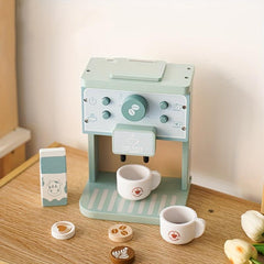 Wooden Coffee Machine Game for Kids, Kitchen Toy Set