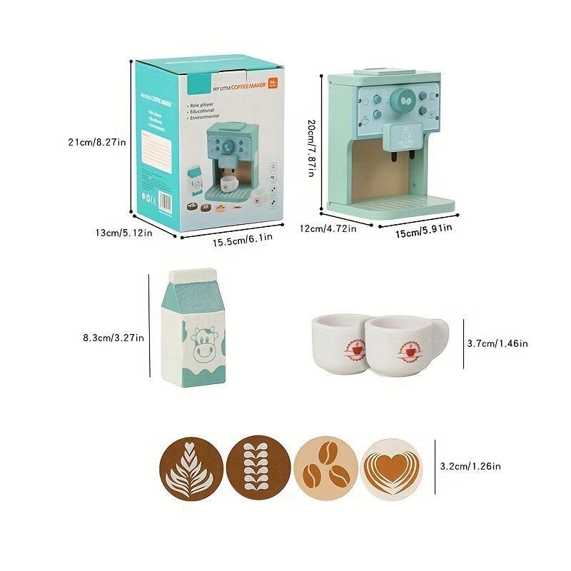 Wooden Coffee Machine Game for Kids, Kitchen Toy Set