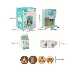 Wooden Coffee Machine Game for Kids, Kitchen Toy Set