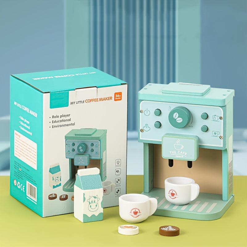 Wooden Coffee Machine Game for Kids, Kitchen Toy Set