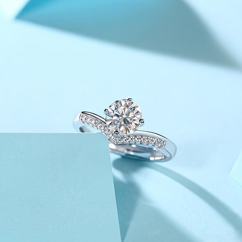 Moissanite Ring Silvery Wedding Band For Women