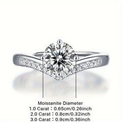 Moissanite Ring Silvery Wedding Band For Women