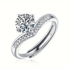 Moissanite Ring Silvery Wedding Band For Women