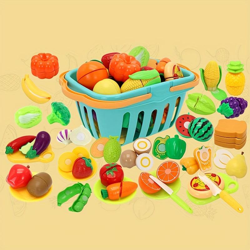 Kids Kitchen Toys 35 Pcs Pretend Fruits & Vegetables Play Set