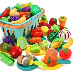 Kids Kitchen Toys 35 Pcs Pretend Fruits & Vegetables Play Set