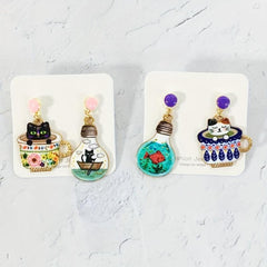 Cat Earrings Cup Mushroom Dangle Animal Bulb Drop Earrings