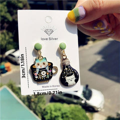 Cat Earrings Cup Mushroom Dangle Animal Bulb Drop Earrings