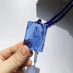 Jesus Pattern Glass Beaded Necklace for Men