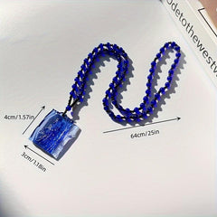 Jesus Pattern Glass Beaded Necklace for Men