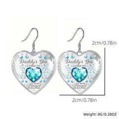 Sapphire Wing Heart Glass Pendant Necklace Earrings Set