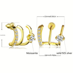 6CT Moissanite Golden Plated Hoop Earring Stud - Birthday Gift