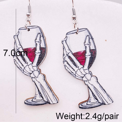 Halloween Wooden Red Wine Pumpkin BOO Castle Earrings