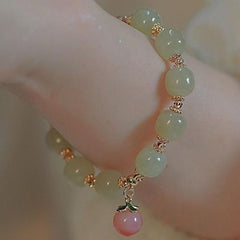 National Style Honey Peach Bracelet, Adjustable Elastic, Summer Gift
