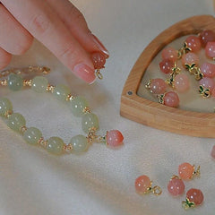 National Style Honey Peach Bracelet, Adjustable Elastic, Summer Gift
