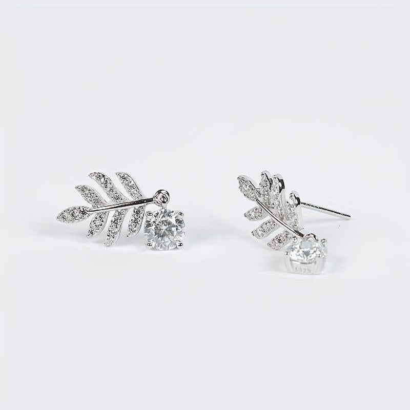 Leaf Moissanite Stud Earrings 925 Sterling Silver