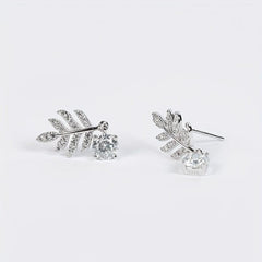 Leaf Moissanite Stud Earrings 925 Sterling Silver