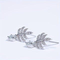Leaf Moissanite Stud Earrings 925 Sterling Silver