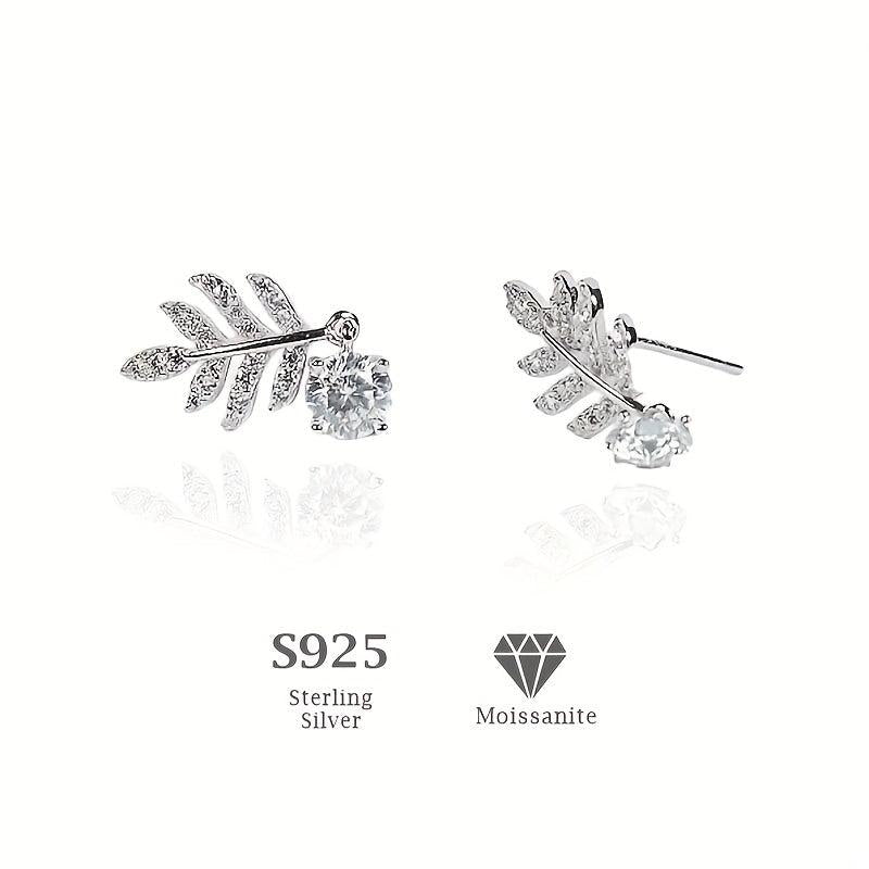Leaf Moissanite Stud Earrings 925 Sterling Silver