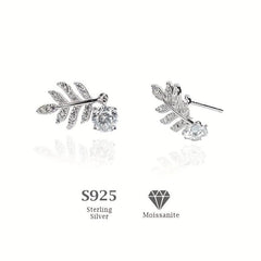 Leaf Moissanite Stud Earrings 925 Sterling Silver