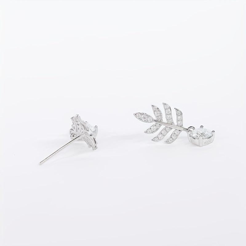 Leaf Moissanite Stud Earrings 925 Sterling Silver