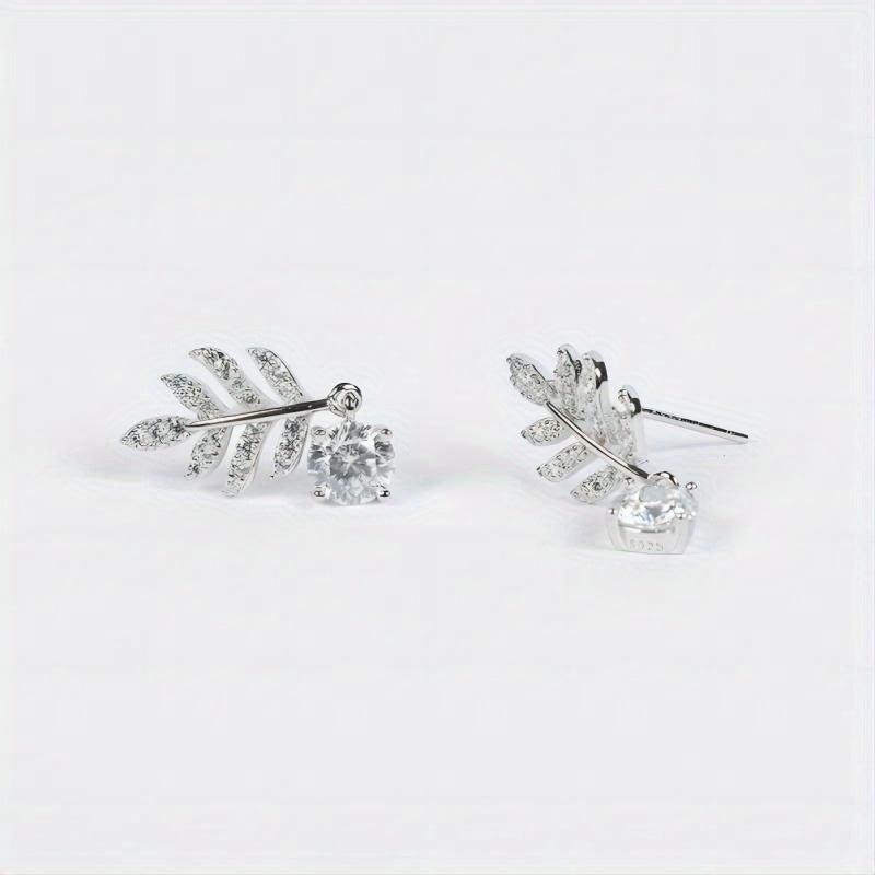 Leaf Moissanite Stud Earrings 925 Sterling Silver
