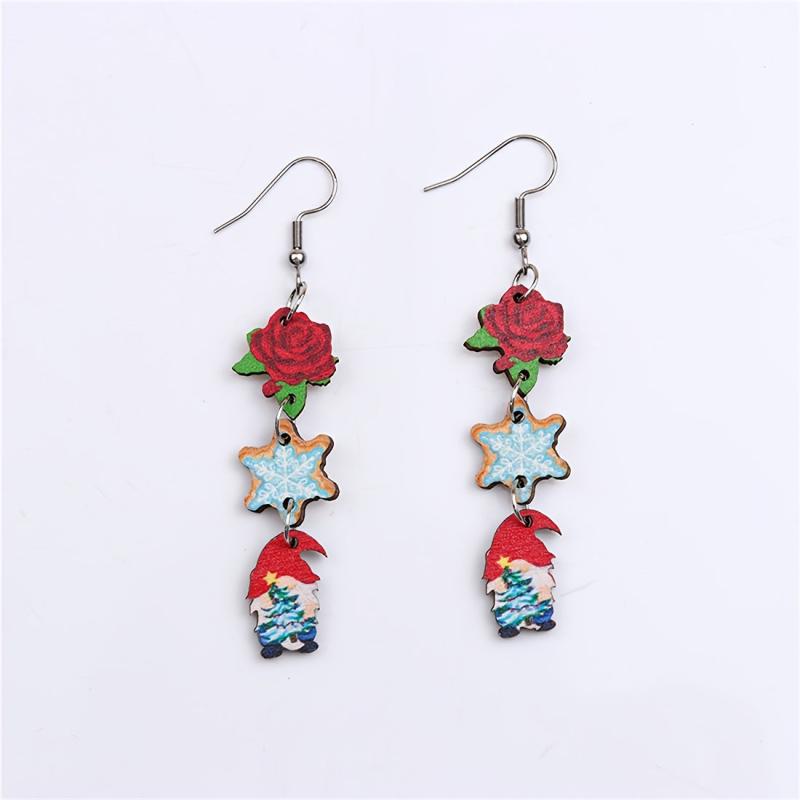 Funny Christmas Dangle Earrings Gingerbread Santa Claus Earrings For Women