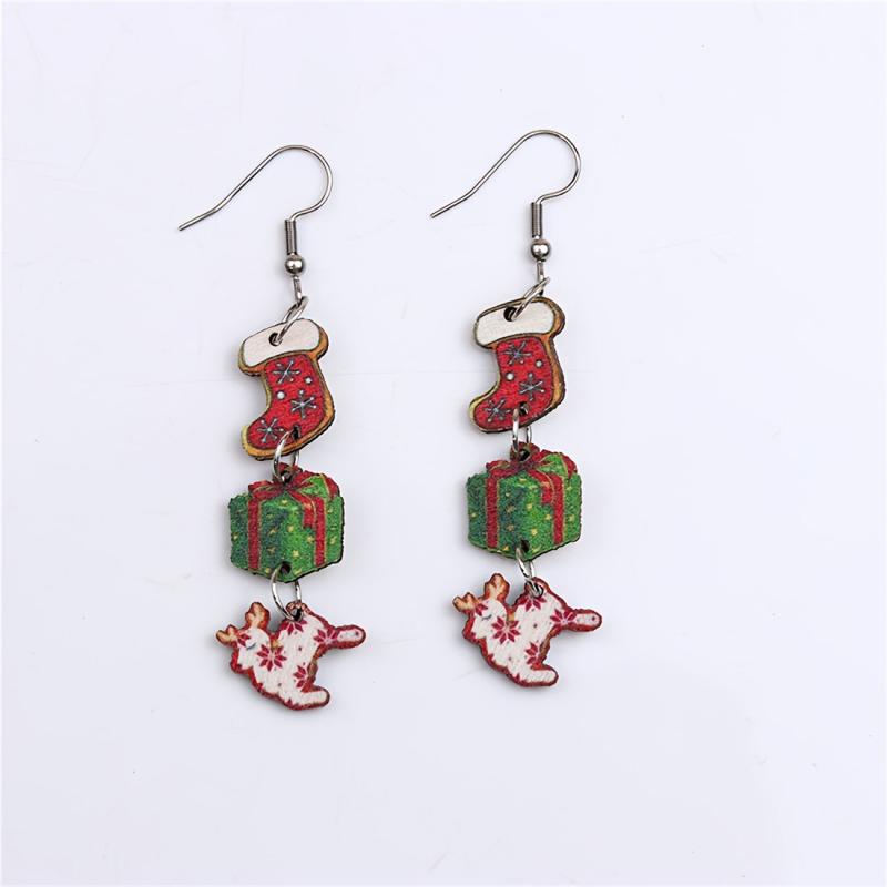 Funny Christmas Dangle Earrings Gingerbread Santa Claus Earrings For Women