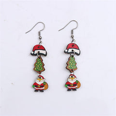 Funny Christmas Dangle Earrings Gingerbread Santa Claus Earrings For Women