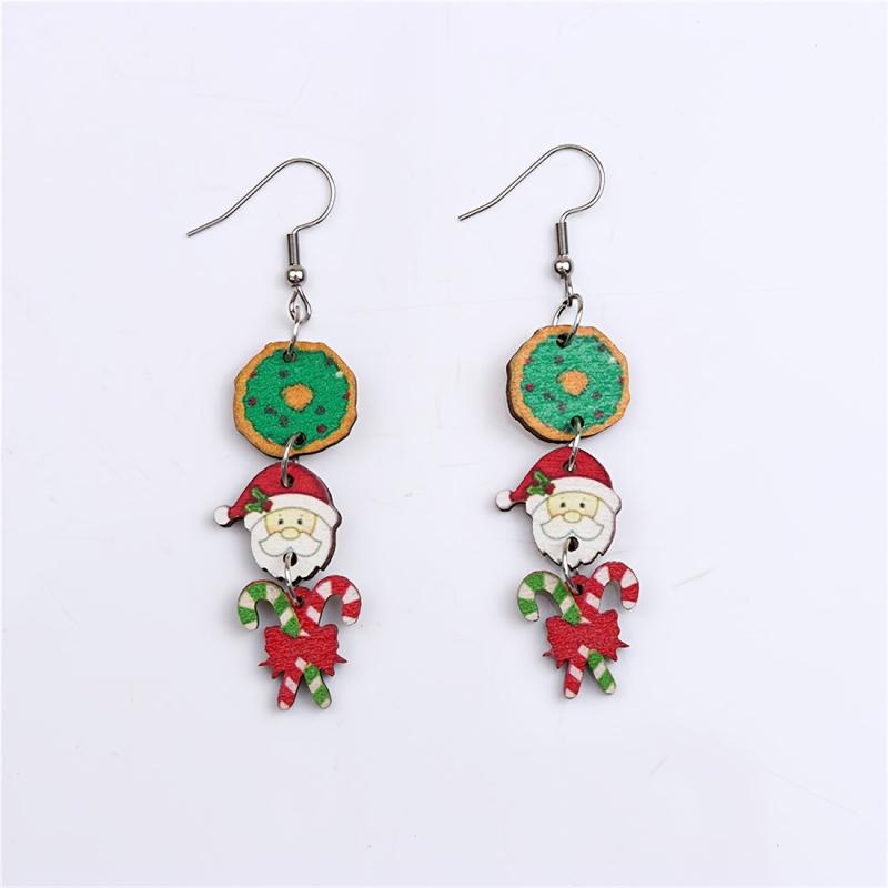 Funny Christmas Dangle Earrings Gingerbread Santa Claus Earrings For Women