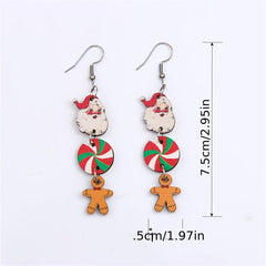 Funny Christmas Dangle Earrings Gingerbread Santa Claus Earrings For Women