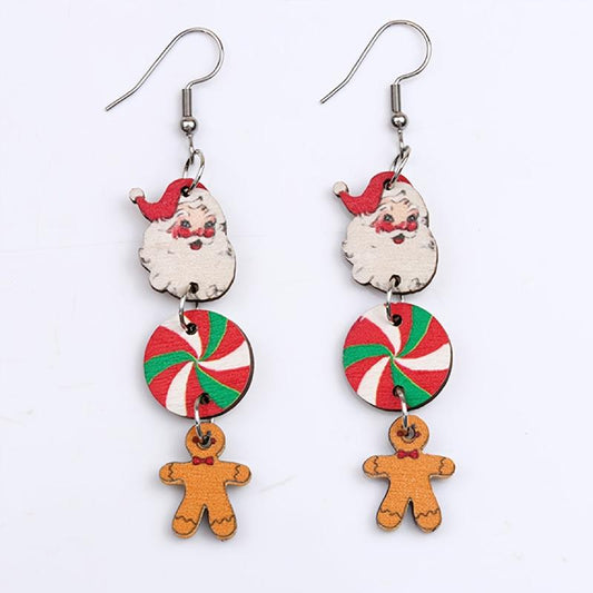 Funny Christmas Dangle Earrings Gingerbread Santa Claus Earrings For Women